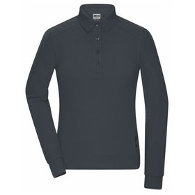 James & Nicholson - Damen Bio Workwear Langarm Poloshirt JN1841, carbon, Größe M