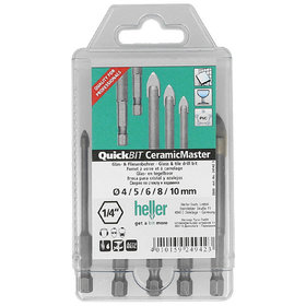 heller - QuickBit CeramicMaster, 1/4"-Sechskantschaft, Set 5-teilig Ø 4/5/6/8/10 mm