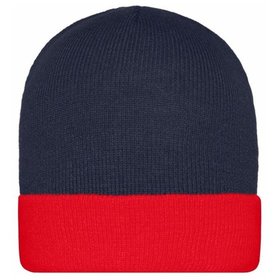 James & Nicholson - Strickmütze mit Umschlag MB7550, navy-blau/rot, Einheitsgröße