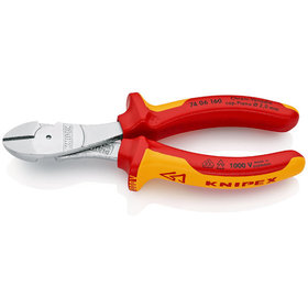 KNIPEX® - Kraft-Seitenschneider verchromt, isoliert mit Mehrkomponenten-Hüllen, VDE-geprüft 160 mm 7406160