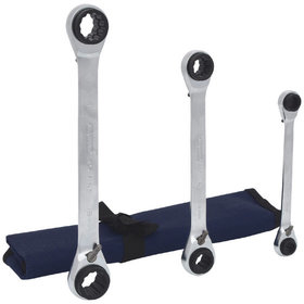 KSTOOLS® - 4 in 1 GEARplus umschaltbar Doppel-Ratschenringschlüssel-Satz, 3-teilig