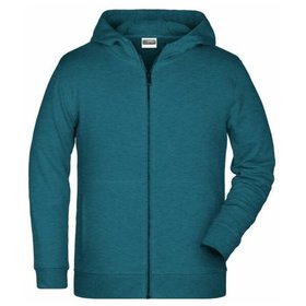 James & Nicholson - Kinder Hoody Sweatjacke 8026K, petrol-melange, Größe XL