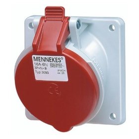 MENNEKES - CEE-Anbausteckdose 5p 32A 400V/rt 6h kst IP44 schraublose Klemmen abgew 85x85mm