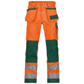Dassy® - Glasgow Warnschutzhose mit Holstertaschen und Kniepolstertaschen, neonorange/flaschengrün, Schrittlänge Plus, Größe 46