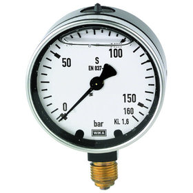 RIEGLER® - Glyzerinmanometer, Metallgehäuse, G 1/4" unten, -1/+9,0 bar, Ø 63