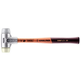 HALDER - SIMPLEX-Schonhammer, TPE-mid / Nylon, mit Aluminiumgehäuse und hochwertigem Holzstiel | D=30 mm | 3138.030