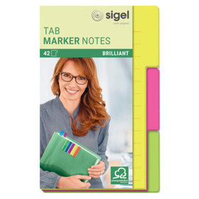 sigel® - Haftmarker, 100x148mm, sortiert, HN206, 3 Farben, mit großem Notizfeld