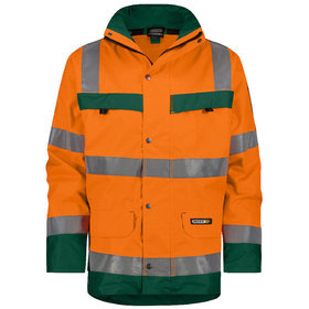 Dassy® - Atlantis Warnschutz Regen-Parka, neonorange/flaschengrün, Größe S