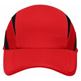 James & Nicholson - 3 Panel Sports Cap MB6580, tomaten-rot/schwarz, Einheitsgröße