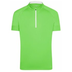 James & Nicholson - Herren Radshirt Halfzip JN514, hellgrün/weiß, Größe S