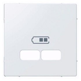 merten - Zentralplatte USB 2f polws glz Klemmbef mit Aufdruck