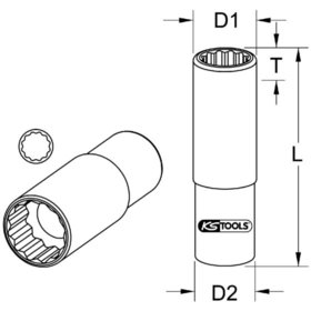 KSTOOLS® - 3/8" CHROMEplus® Spezial-Zündkerzen-Stecknuss, dünnwandig, 14mm