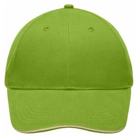 James & Nicholson - 6 Panel Sandwich Cap MB6541, lime-grün/beige, Einheitsgröße