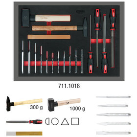 KSTOOLS® - Feilen-, Meißel- und Hammer-Satz, 18-teilig in 1/1 Systemeinlage