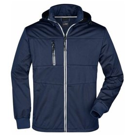 James & Nicholson - Herren Softshelljacke maritim JN1078, navy-blau/weiß, Größe L