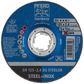 PFERD - Trennscheibe EH 125x2,4 mm X-LOCK gekröpft Leistungslinie SG STEELOX für Stahl/Edelstahl