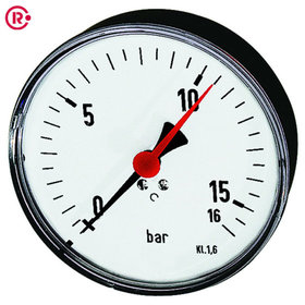 RIEGLER® - Standardmanometer, Kunststoff, G 1/4" hinten zentrisch, 0-16,0 bar, Ø 80mm