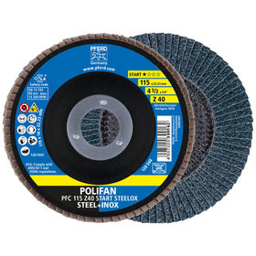 PFERD - POLIFAN Fächerscheibe PFC 115x22,23 mm konisch Z40 Startlinie START STEELOX Stahl/Edelstahl