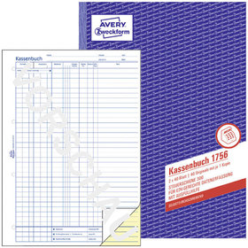 AVERY™ Zweckform - 1756 Kassenbuch, A4, EDV-gerecht, selbstdurchschreibend, 2x 40 Blatt