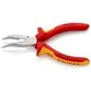 KNIPEX® - Flachrundzange mit Schneide (Radiozange) verchromt, isoliert mit Mehrkomponenten-Hüllen, VDE-geprüft 160 mm 2526160