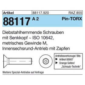 Sicherheitsschraube, Linsenkopf DIN 7991 ART 88117, M4 x 6 mit Pin-TORX® T20