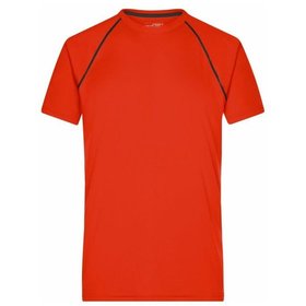 James & Nicholson - Herren Fitness Shirt JN496, hellorange/schwarz, Größe L