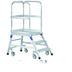 ZARGES - Podesttreppe 3 Stufen, fahrbar Plattform B600mm L800mm, Stufe T200mm