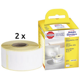 AVERY™ Zweckform - AS0722400 Rollen-Etiketten, Adressaufkleber, 36 x 89mm, 2 Rolle/520 Etiketten, weiß