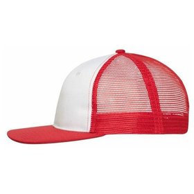 James & Nicholson - Polycotton Flat Peak Cap MB6240, weiß/rot, Einheitsgröße