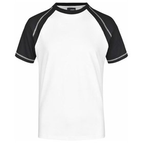 James & Nicholson - Herren Raglan T-Shirt JN010, weiß/schwarz, Größe L