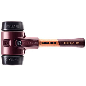 HALDER - SIMPLEX-Schonhammer, Gummikomposition, mit Tempergussgehäuse und hochwertigem extra kurzen Holzstiel | D=80 mm / Stielausführung=extra kurz | 3002.082