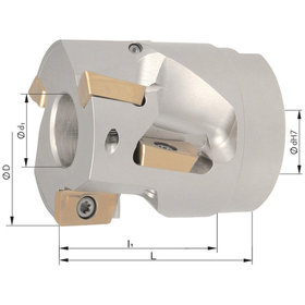 Walzenstirnfräser 90° mit Innenkühlung ø50mm Z 3