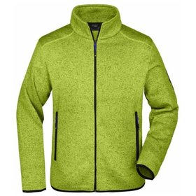 James & Nicholson - Herren Fleece Strickjacke JN762, kiwi-grün-melange/königs-blau, Größe XXL