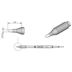 JBC - Lötspitze Serie C245, Rundform, C245905/ø1,5mm, abgeschrägt