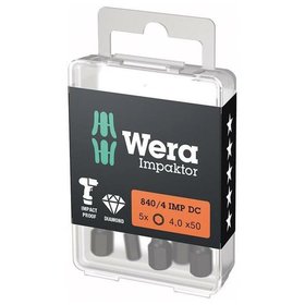 Wera® - Bit Impaktor 1/4" DIN 3126 E6,3 Innensechskant 4 x 50mm 5er Pack