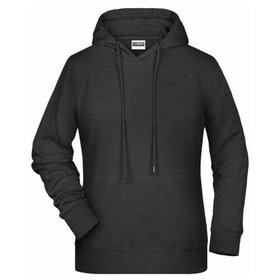 James & Nicholson - Damen Kapuzensweatshirt 8023, schwarz hether, Größe S