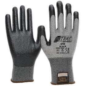 NITRAS® - Schnittschutzhandschuh 6710, Kat. II, grau/schwarz, Größe S