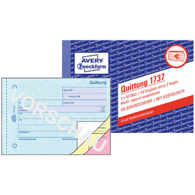 AVERY™ Zweckform - 1737 Quittung MwSt. separat ausgewiesen, A6 quer, selbstdurchschreibend, 3x 40 Blatt