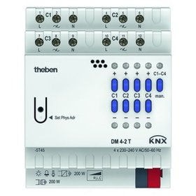 theben - Dimmaktor KNX 2-800W REG 4TE 4Ausg uni Bussystem KNX Vor Ort-/Handbedienung