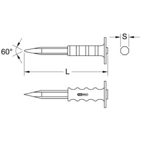 KSTOOLS® - Spitzmeißel mit Handschutzgriff, 8-kant, 18x300mm