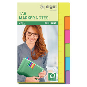 sigel® - Haftmarker, 100x148mm, sortiert, HN205, 6 Farben, mit großem Notizfeld