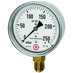 RIEGLER® - Kapselfedermanometer, Edelstahl, G 1/2" unten, 0-40 mbar, Ø 100