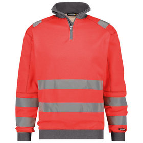 Dassy® - Denver Warnschutz Sweatshirt, neonrot/zementgrau, Größe M
