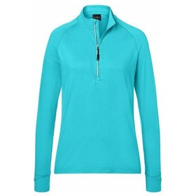 James & Nicholson - Damen Sportshirt Halfzip JN787, türkis, Größe S