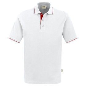 HAKRO - Poloshirt Casual 803, weiß/rot, Größe M