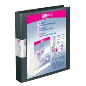 VELOFLEX® - Präsentationsringbuch VELODUR, A4, schwarz, 1143180, Rücken: 40mm, Ring 25mm