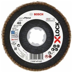 Bosch - X-LOCK-Fächerschleifscheibe X551, Expert for Metal, K: 40, Scheibend.: 115 mm (2608619807)