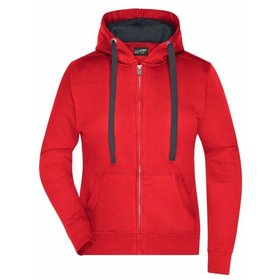 James & Nicholson - Damen Sweatjacke Bionic® JN594, rot/carbon, Größe S