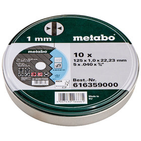 metabo® - Satz=10xTrennscheiben SP 125x1,0x22,23 Inox, TF 41 , in Blechdose (616359000)
