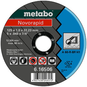 metabo® - Novorapid 125 x 1,0 x 22,23 mm, Stahl, Trennscheibe, Form 41 (616506000)